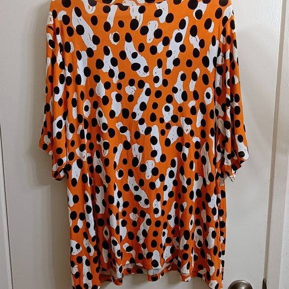 LuLaRoe Orange and Black Polka Dot Top - Picture 4 of 5